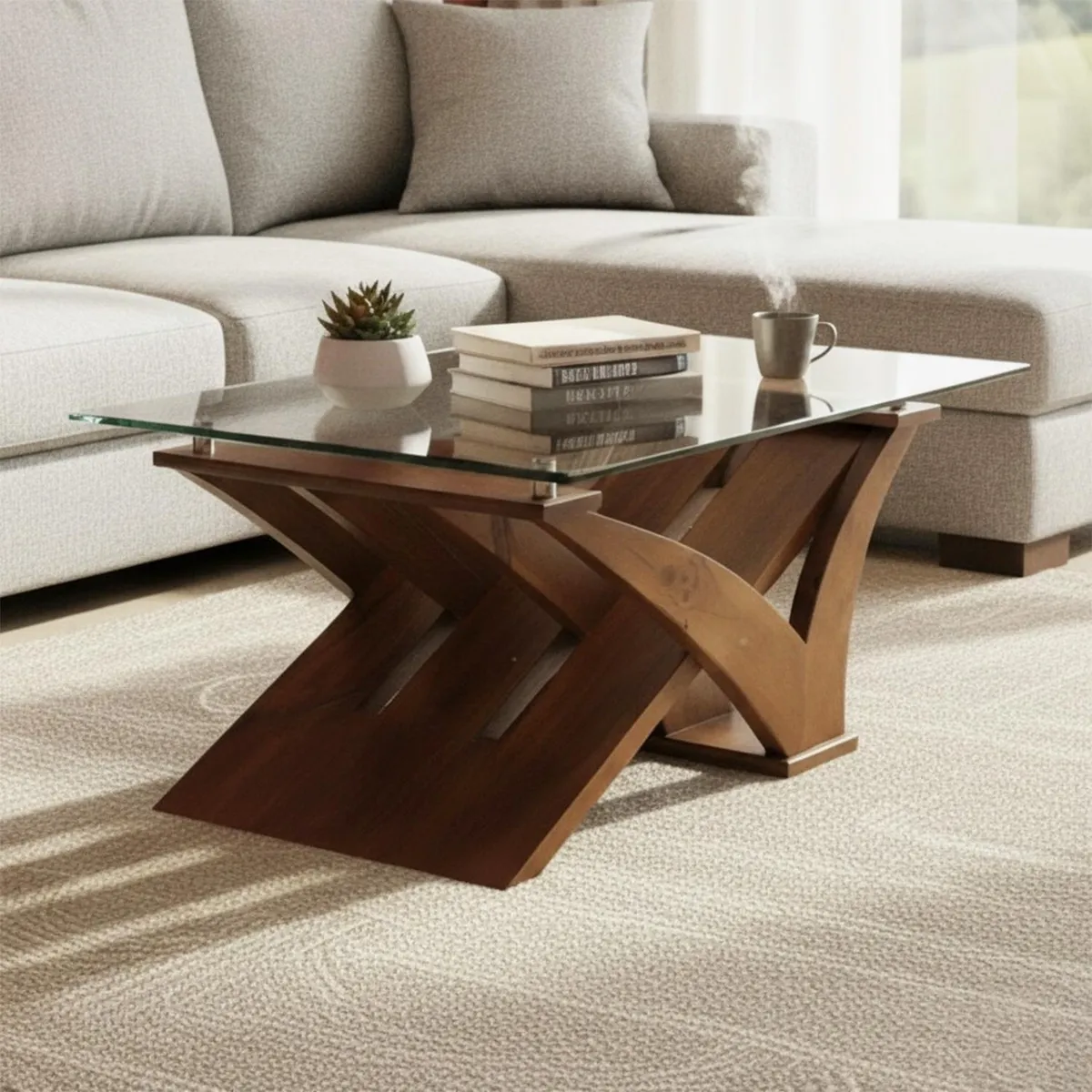 LIVING FACTORY - Mesa De Centro Gabanna Vidrio/Madera Living_Factory