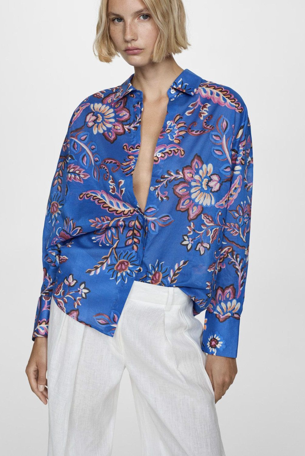 MANGO - Blusa Mujer Mango con Estampado Floral