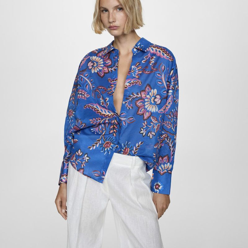 MANGO - Blusa Mujer Mango con Estampado Floral