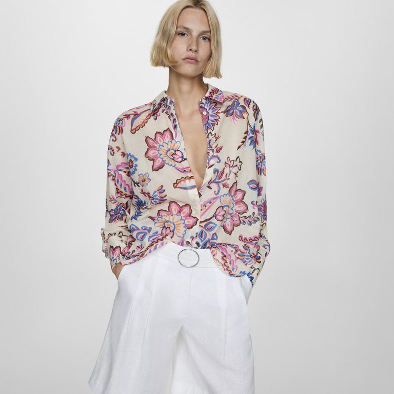 MANGO - Blusa Mujer Mango con Estampado Floral