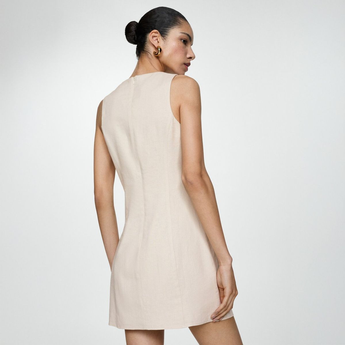 MANGO - Vestido Lino Corto Mujer Mango