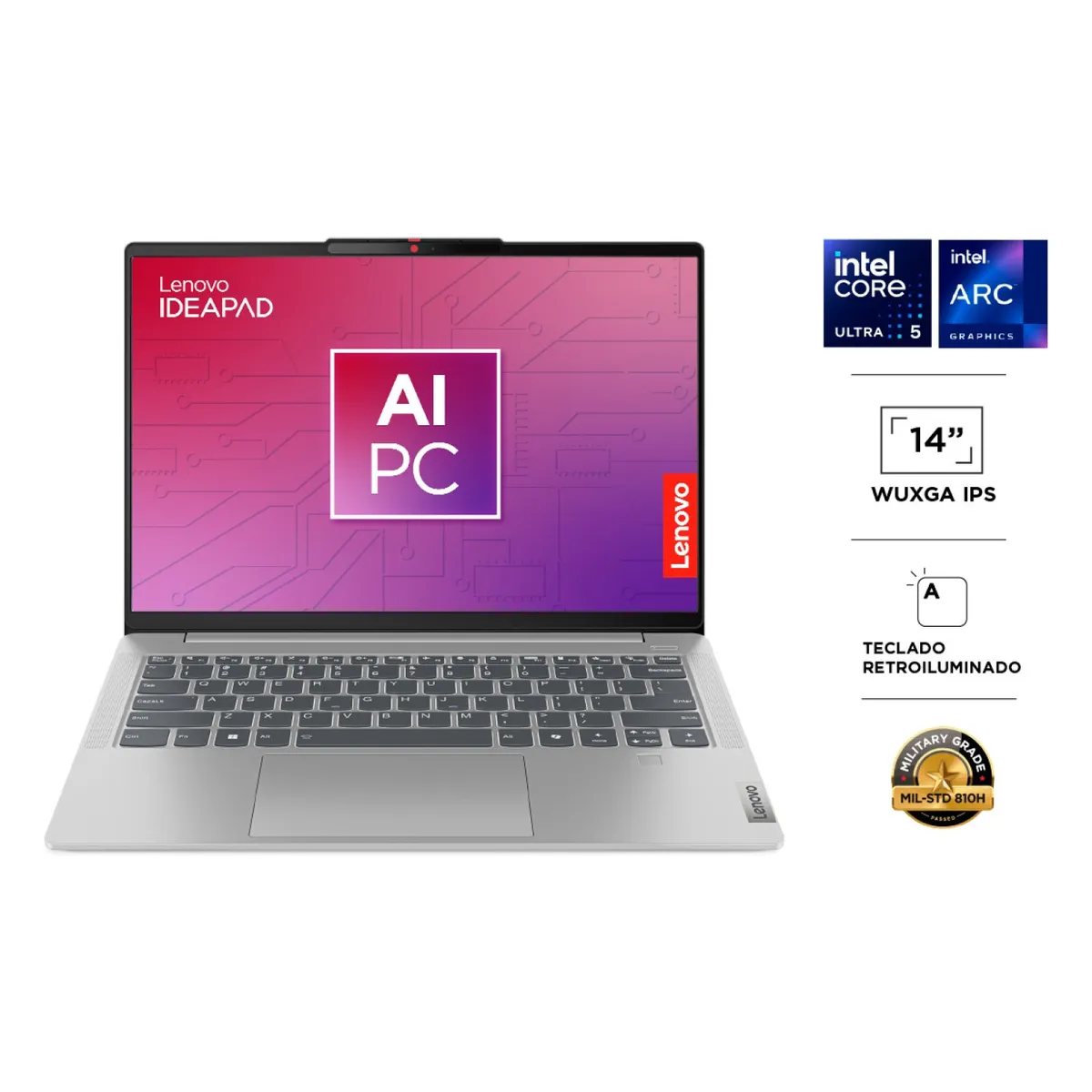 LENOVO - Ideapad Slim 5 Gen 9  Core Ultra 5 125H 16+512GB 14" WUXGA 300N ARC Graphics + T.Retroiluminado  + Cloud Grey Lenovo