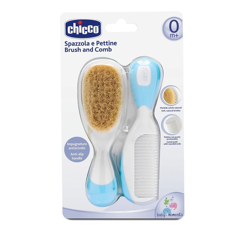 CHICCO - Cepillo y Peine Pelo Natural Azul Chicco