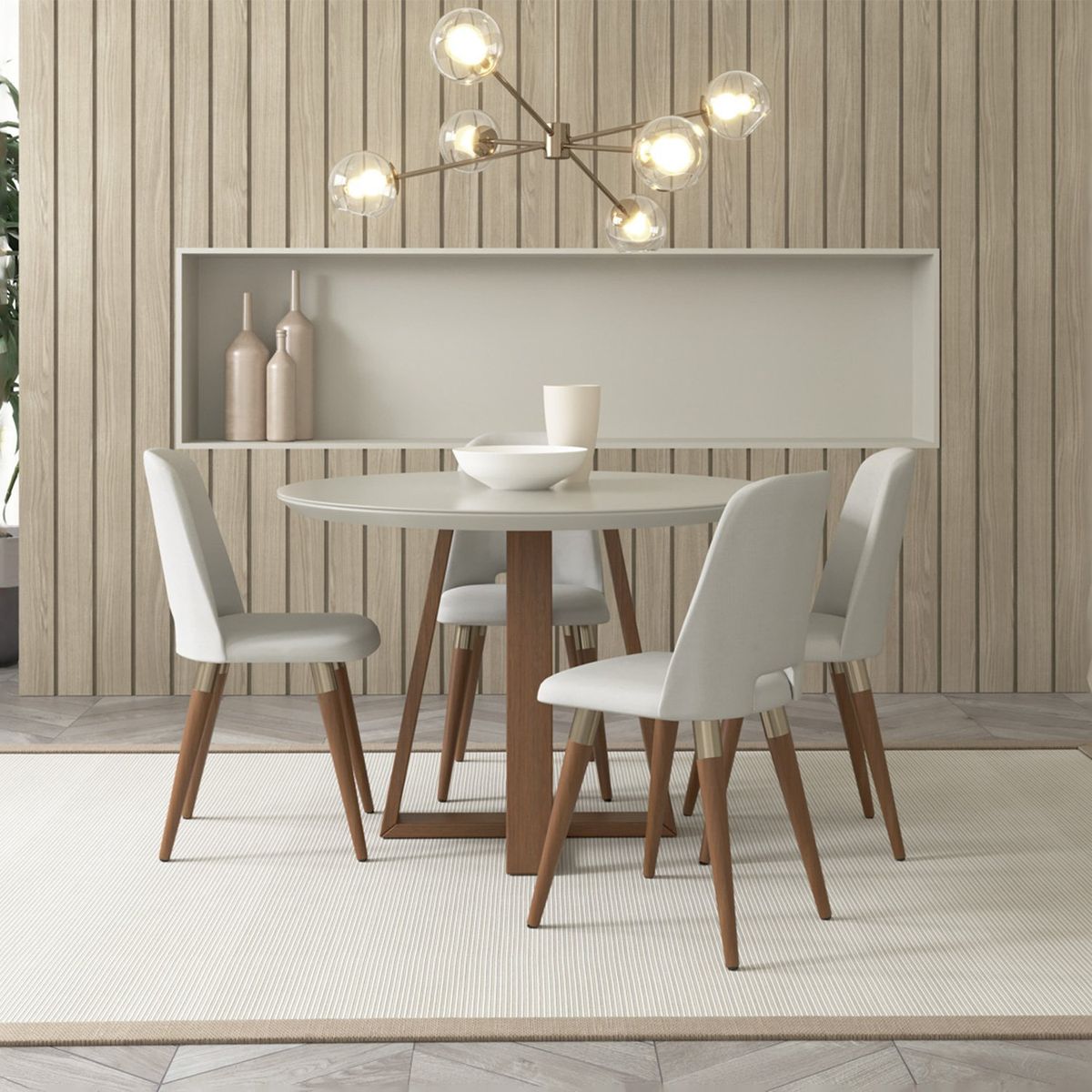 DECOCASA - Juego De Comedor 4 Sillas Selina Giratoria Decocasa