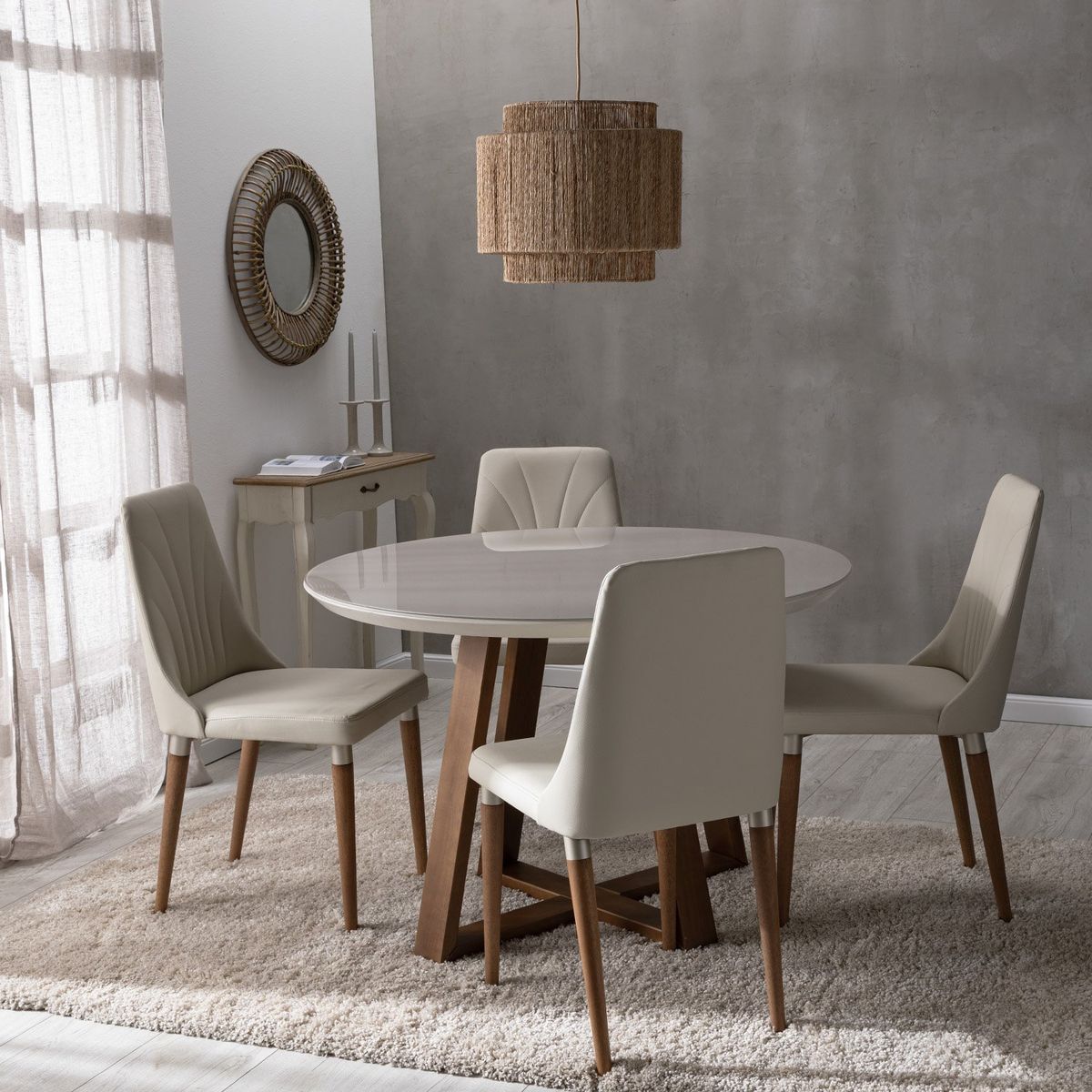 DECOCASA - Juego de Comedor Bennet Redondo 4 Sillas Loren 311 Decocasa