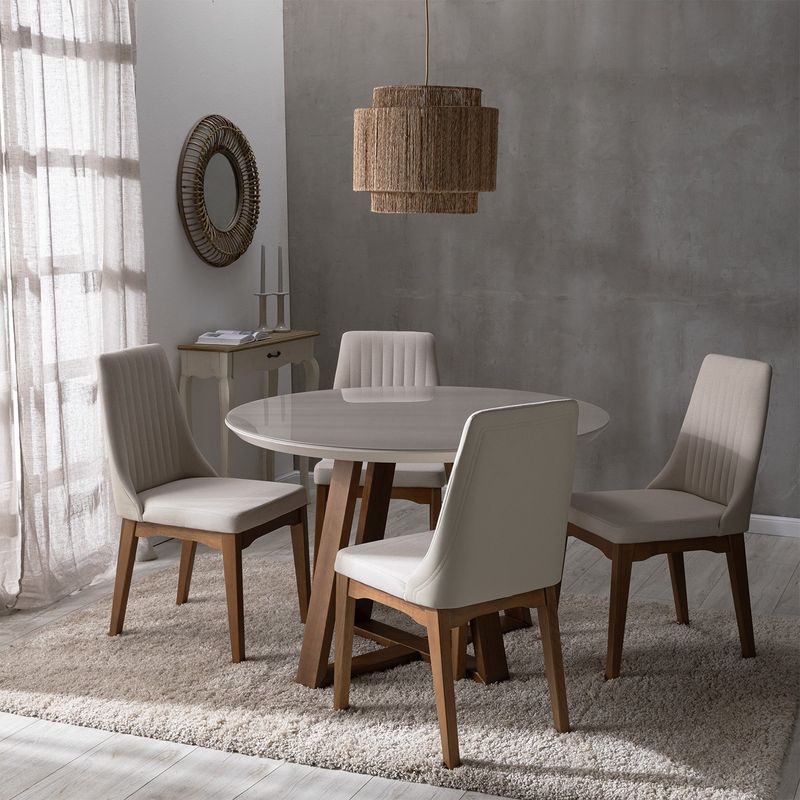 DECOCASA - Juego De Comedor 4 Sillas Elsie Beige Decocasa