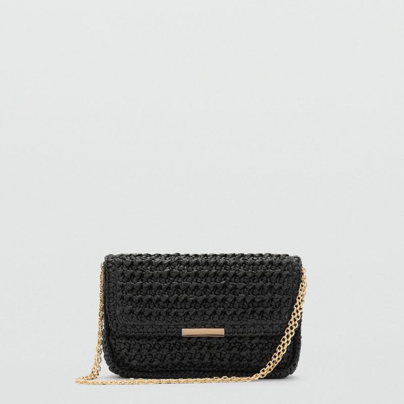 MANGO - Bolso Bandolera Fibra Natural Mujer Mango
