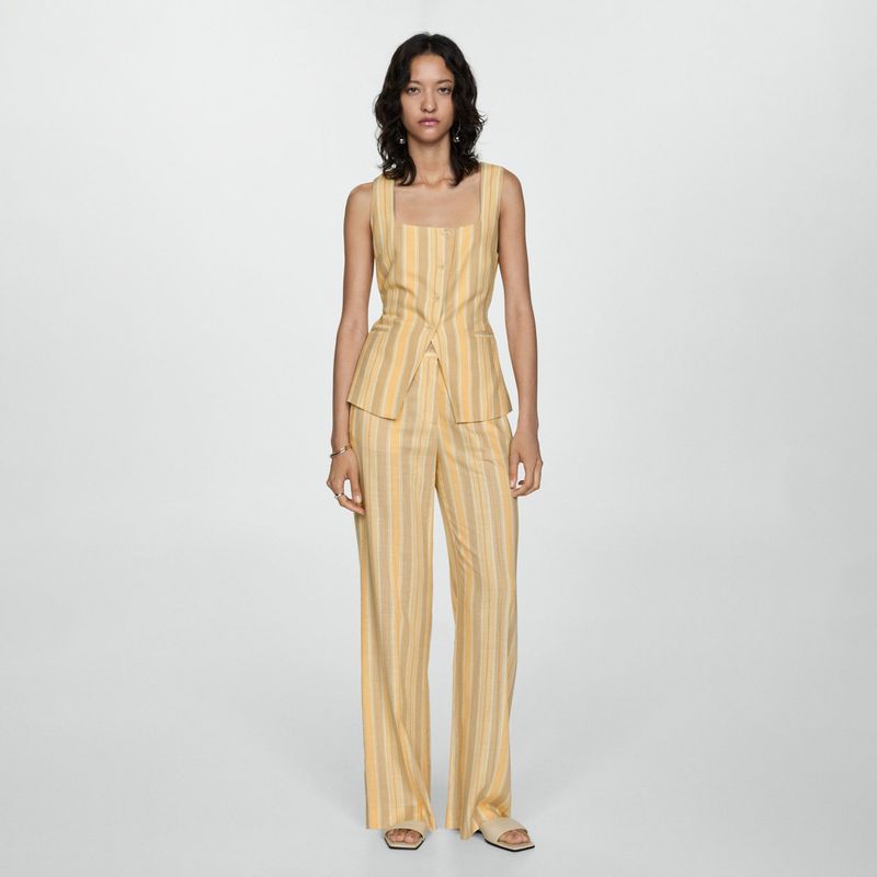 MANGO - Pantalón Recto Rayas Mujer Mango