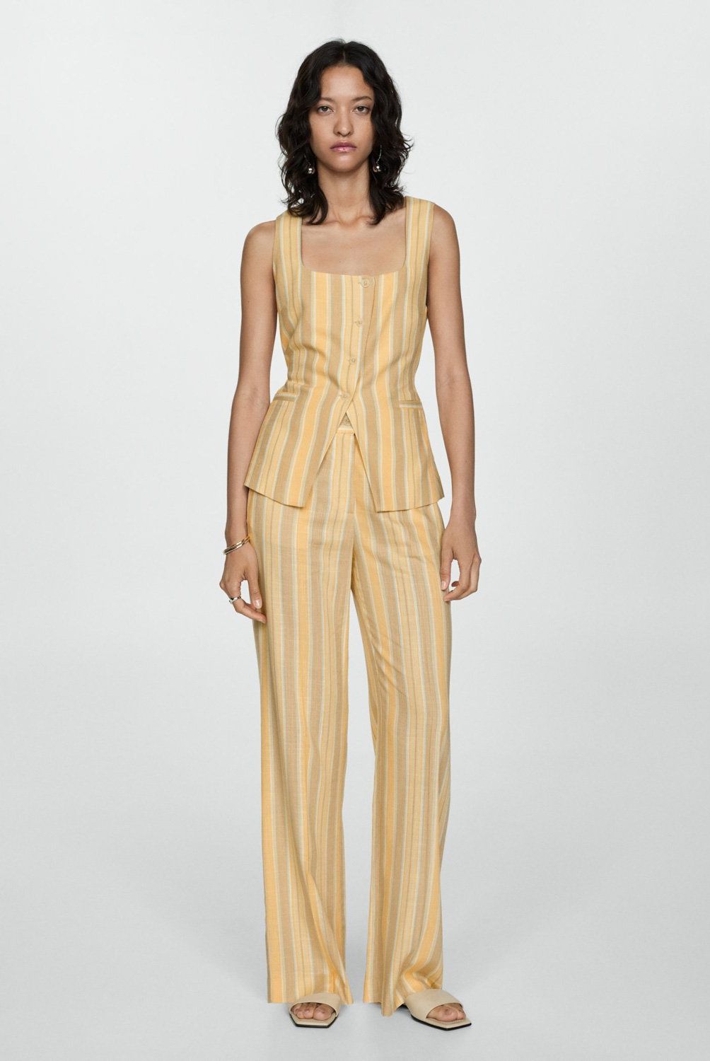 MANGO - Pantalón Recto Rayas Mujer Mango