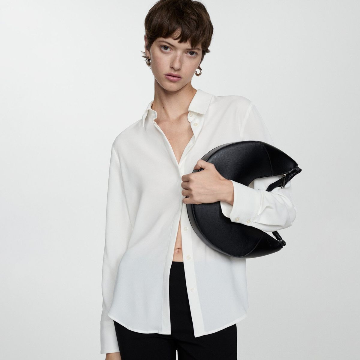 MANGO - Camisa Manga Larga Fluida Mujer Mango