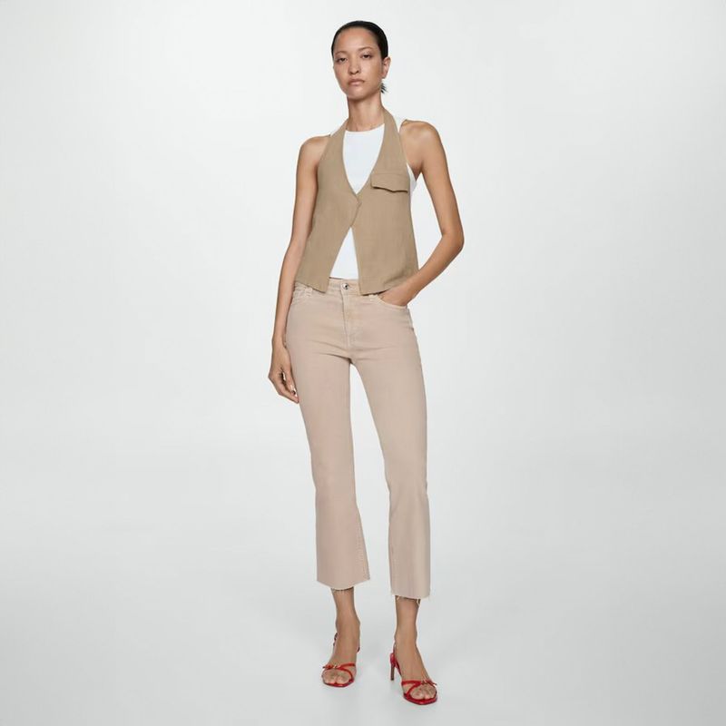 MANGO - Jeans Sienna Tiro Alto Flare Crop Mujer Mango