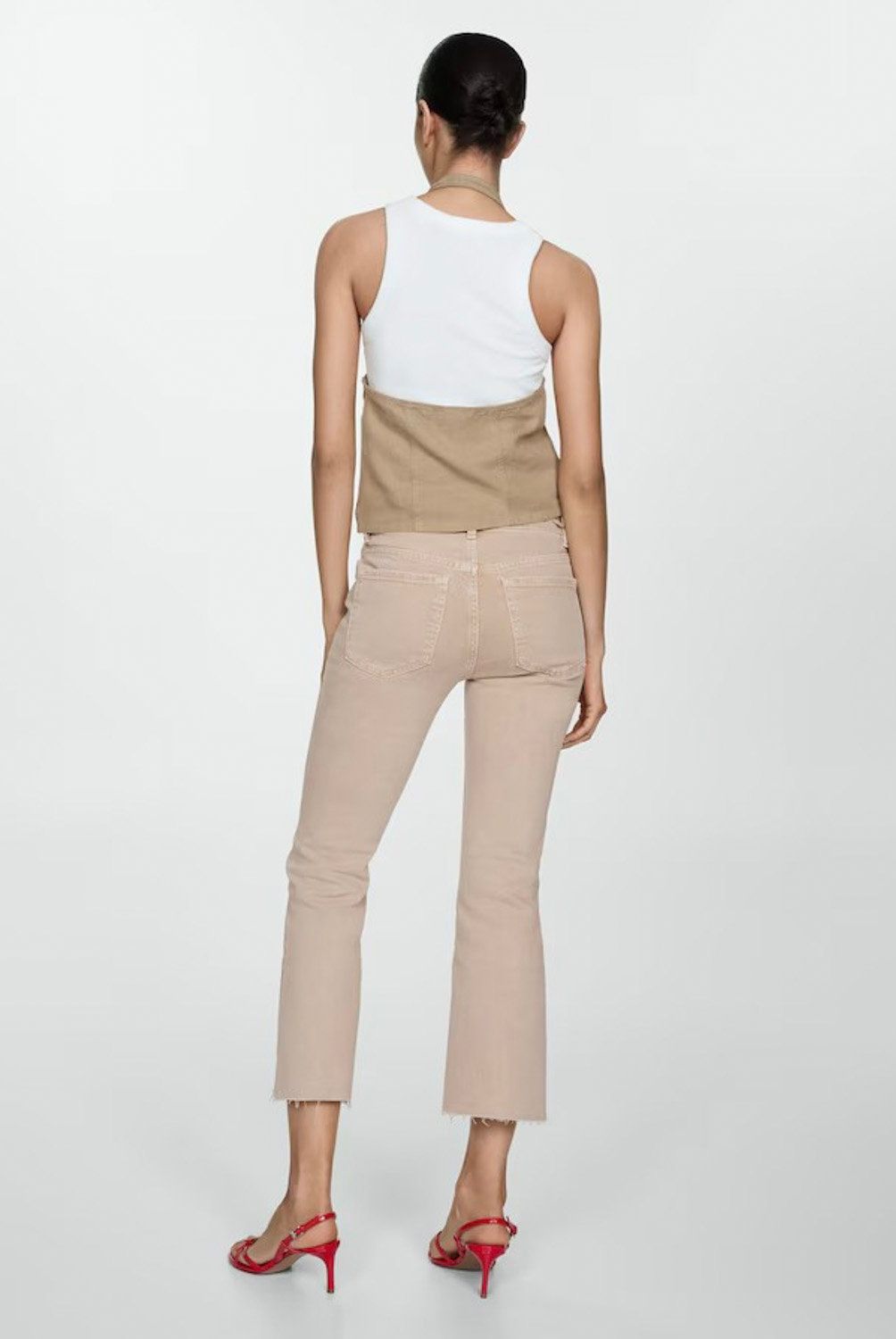MANGO - Jeans Sienna Tiro Alto Flare Crop Mujer Mango