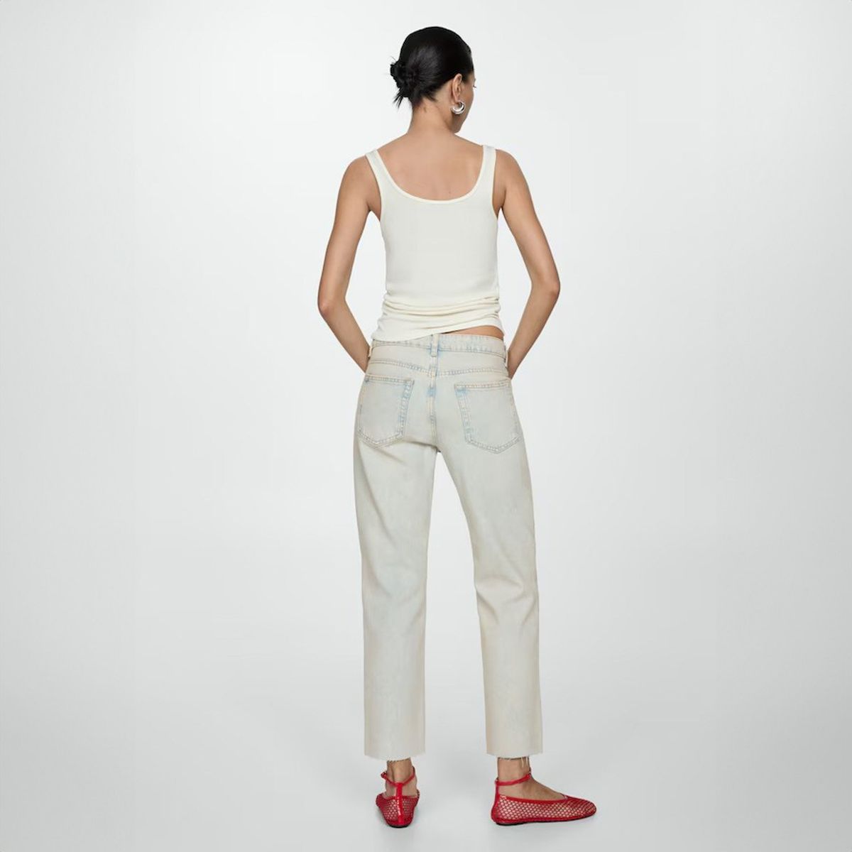 MANGO - Jeans Straight Tiro Medio Mujer Mango