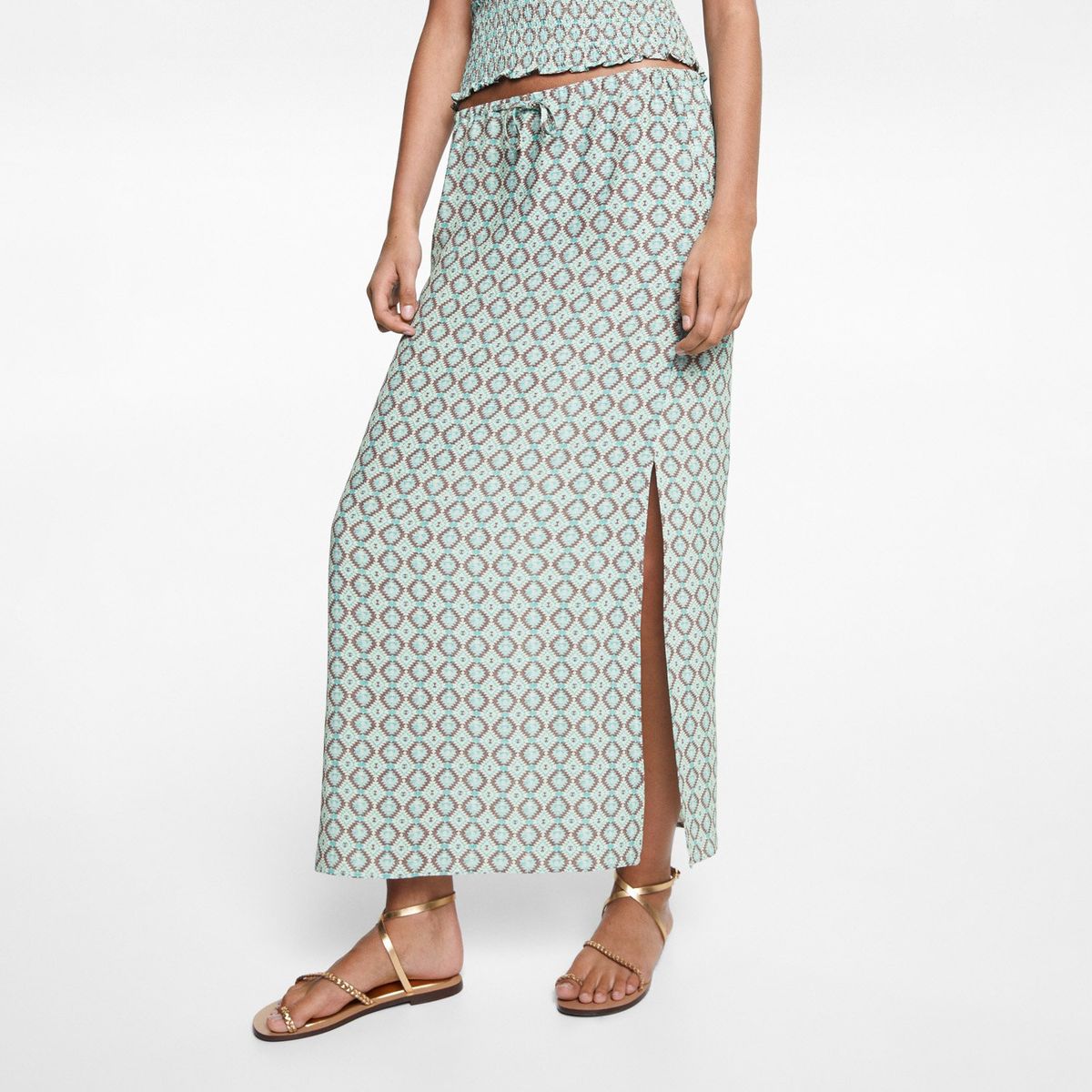 MANGO TEEN - Falda Midi Estampada Mujer Mango Teen