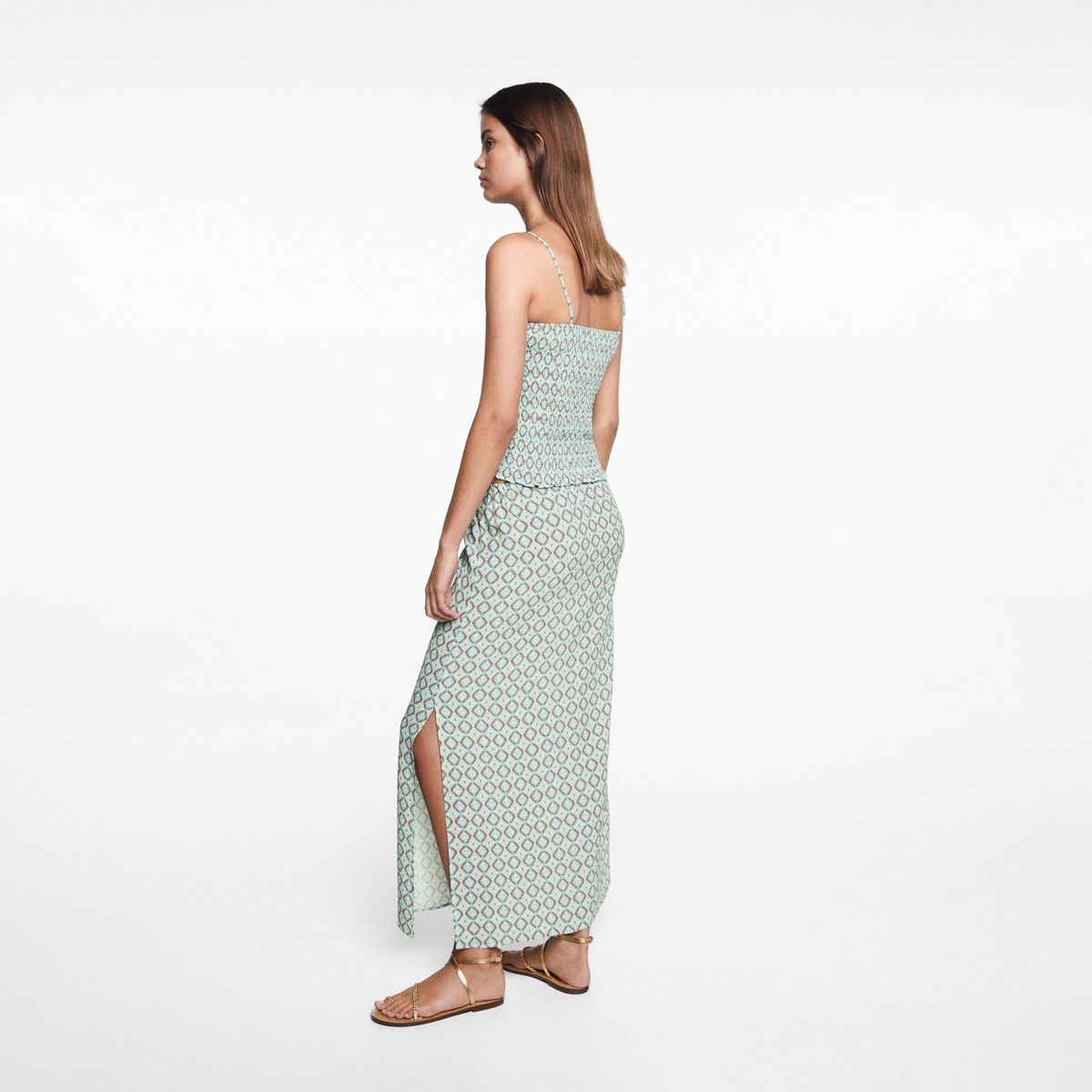 MANGO TEEN - Falda Midi Estampada Mujer Mango Teen