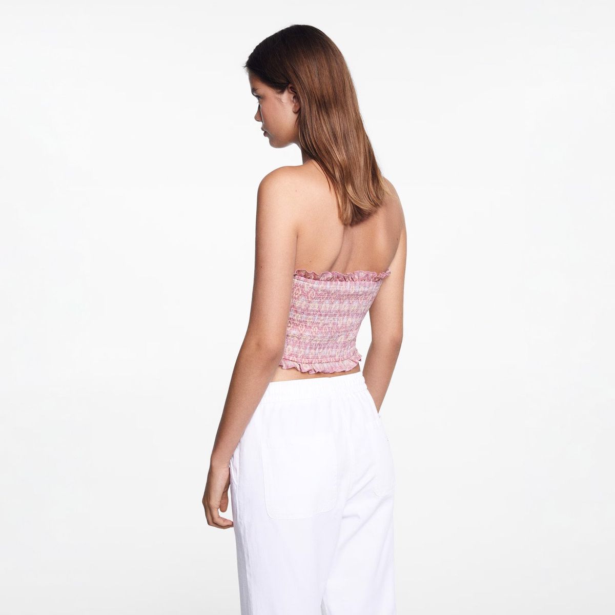 MANGO TEEN - Top Bandeau Fruncido Mujer Mango Teen