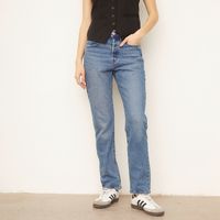 Jeans Straight Tiro Alto Mujer