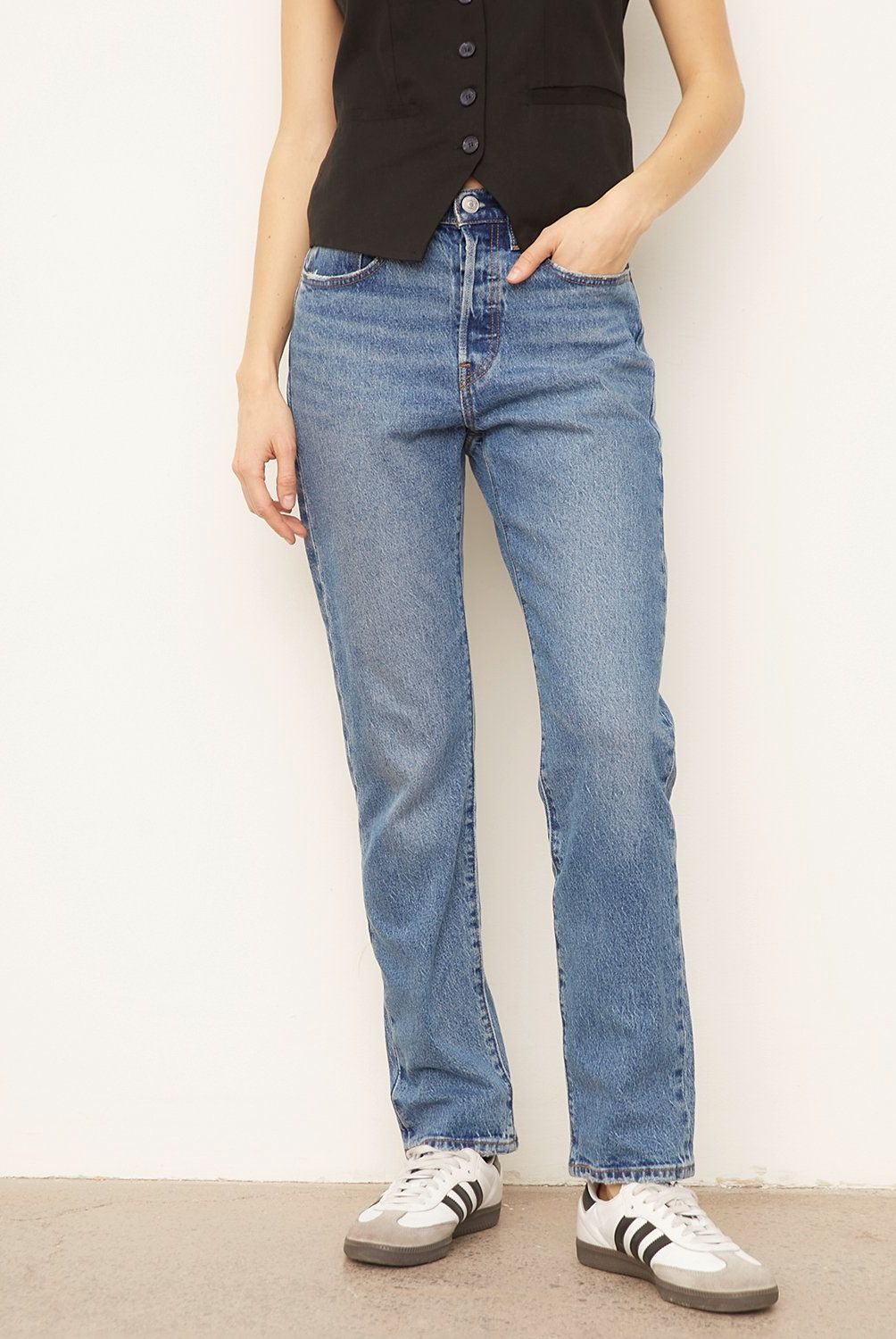 LEVIS - Jeans Straight Tiro Alto Mujer 501 Original Fit Levis