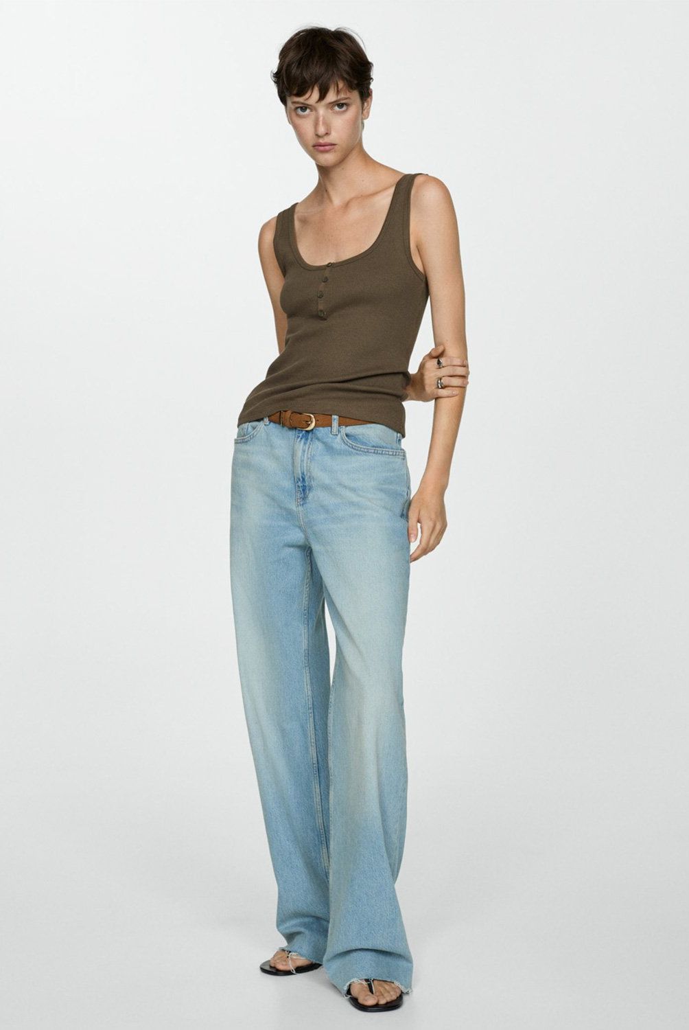 MANGO - Top Tirantes Botones Mujer Mango