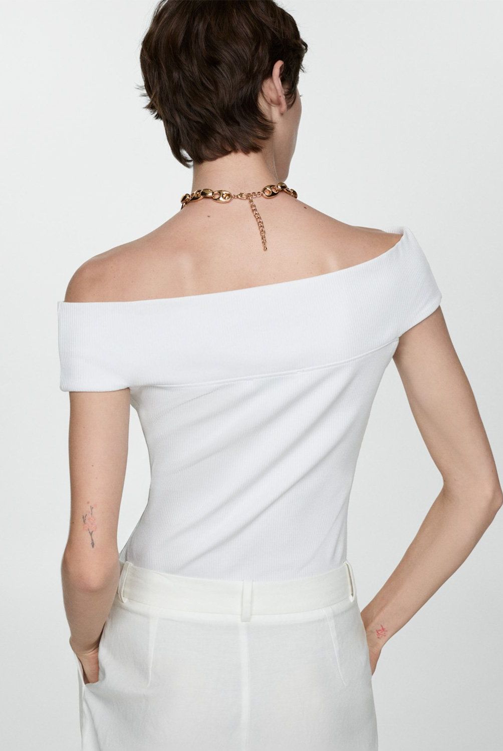MANGO - Top Hombros Descubiertos Mujer Mango