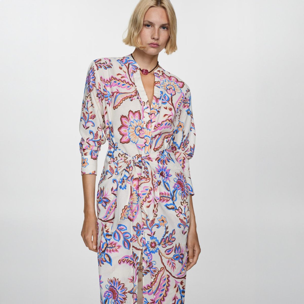 MANGO - Vestido Floral con Lazo para Mujer Mango