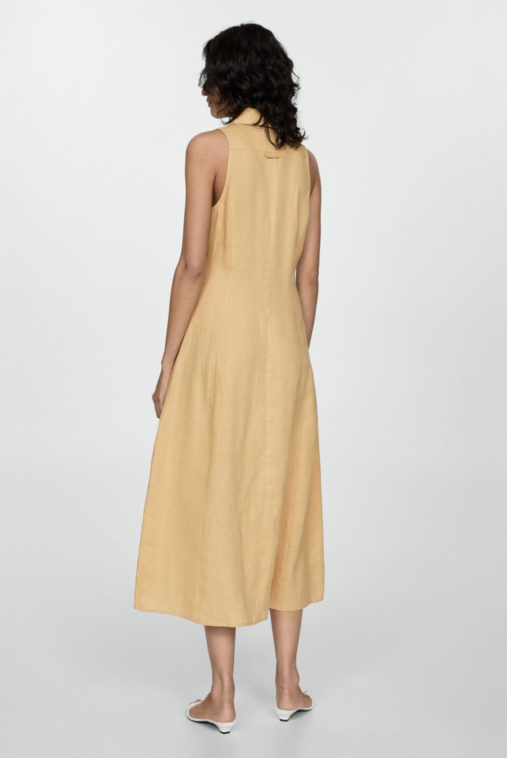 MANGO - Vestido Camisero Lino Mujer Mango
