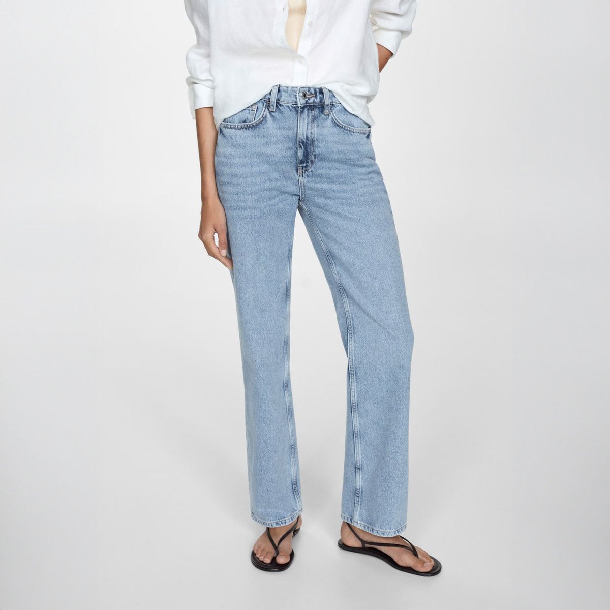 MANGO - Jeans Straight Tiro Medio Mujer Mango