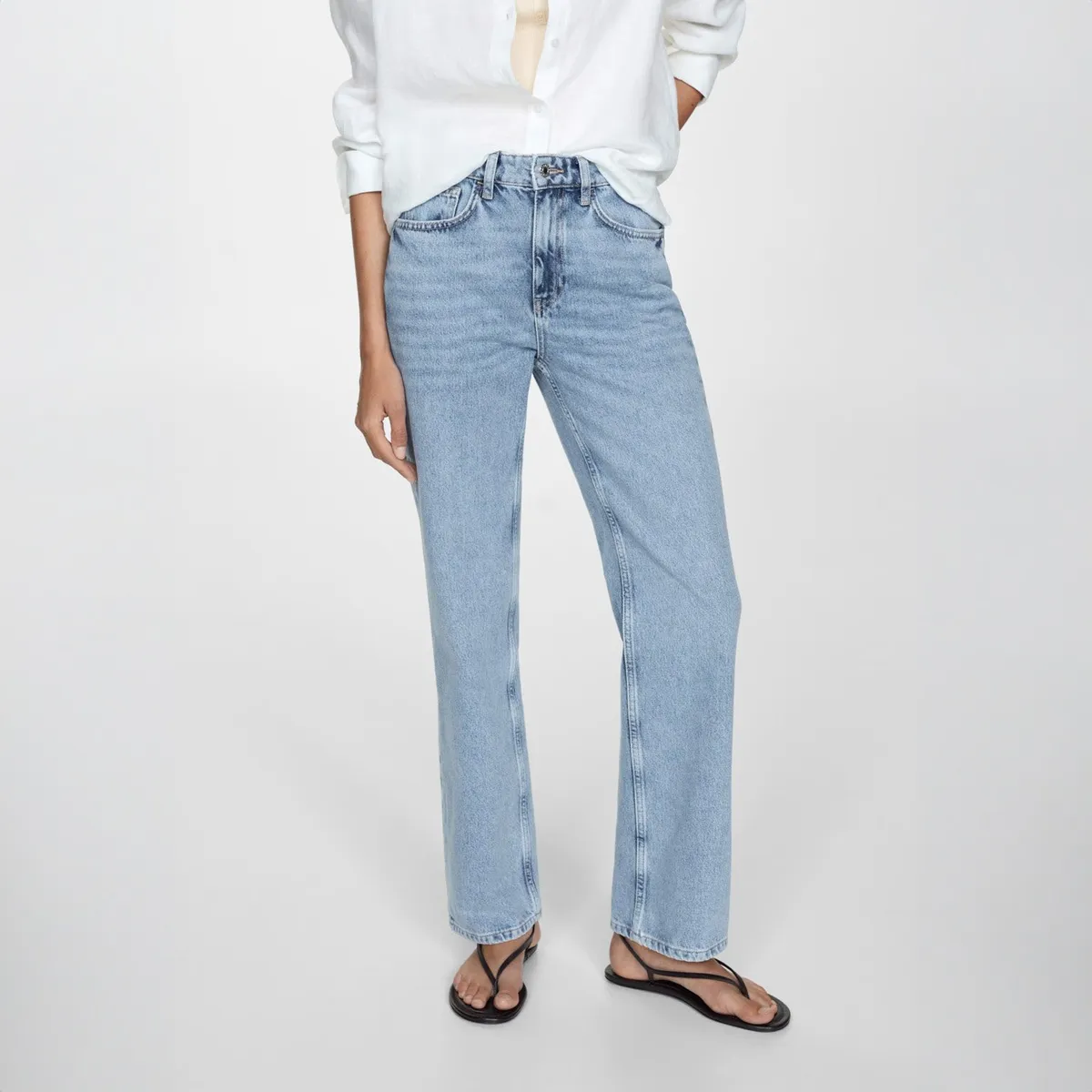 MANGO - Jeans Straight Tiro Medio Mujer Mango