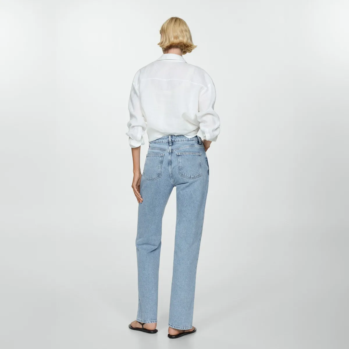 MANGO - Jeans Straight Tiro Medio Mujer Mango