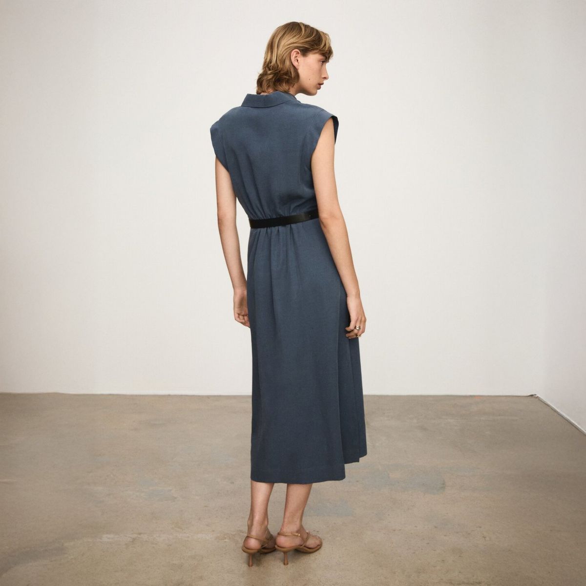 MANGO - Vestido Lyocell Cinturón Mujer Mango