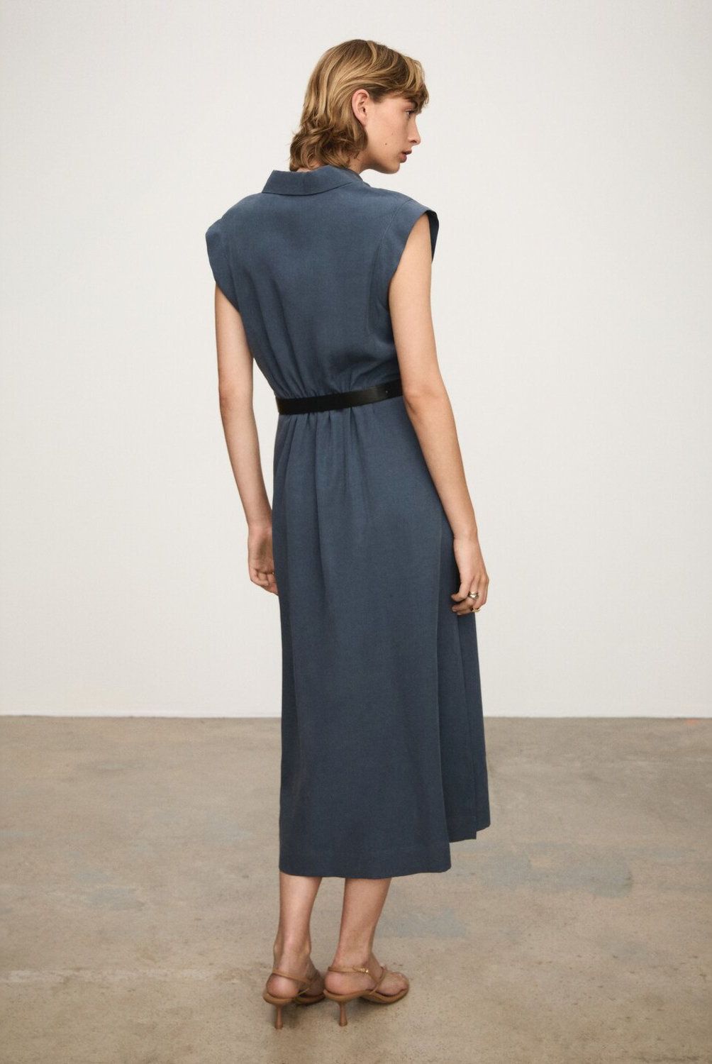 MANGO - Vestido Lyocell Cinturón Mujer Mango