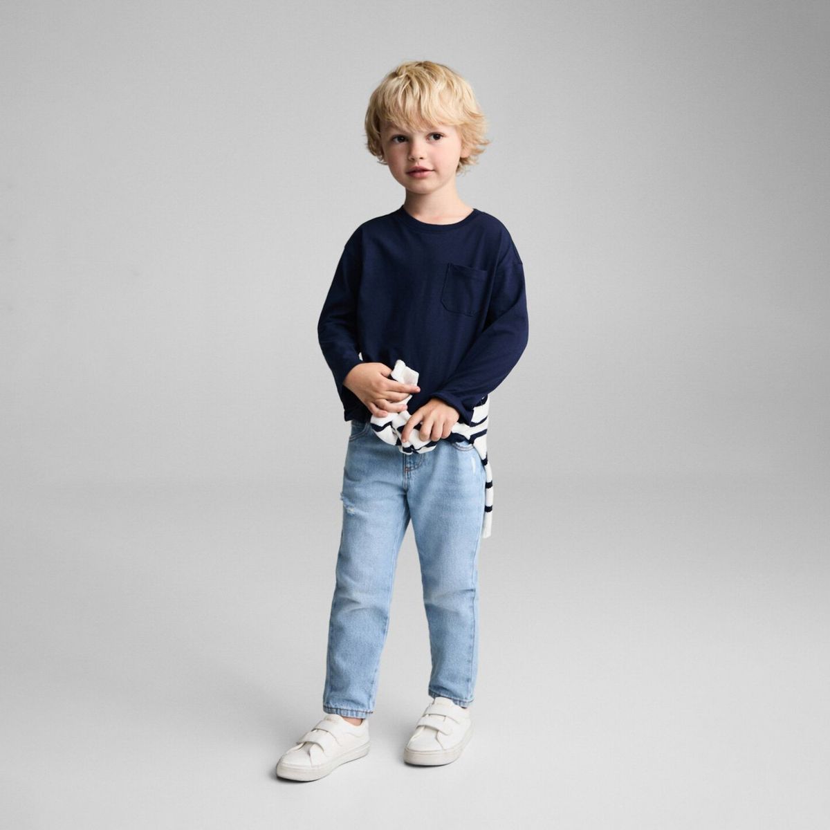 MANGO KIDS - Polera Algodón Manga Larga Bebé Niño Mango Kids