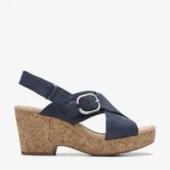 CLARKS - Sandalia Mujer Cuero Azul