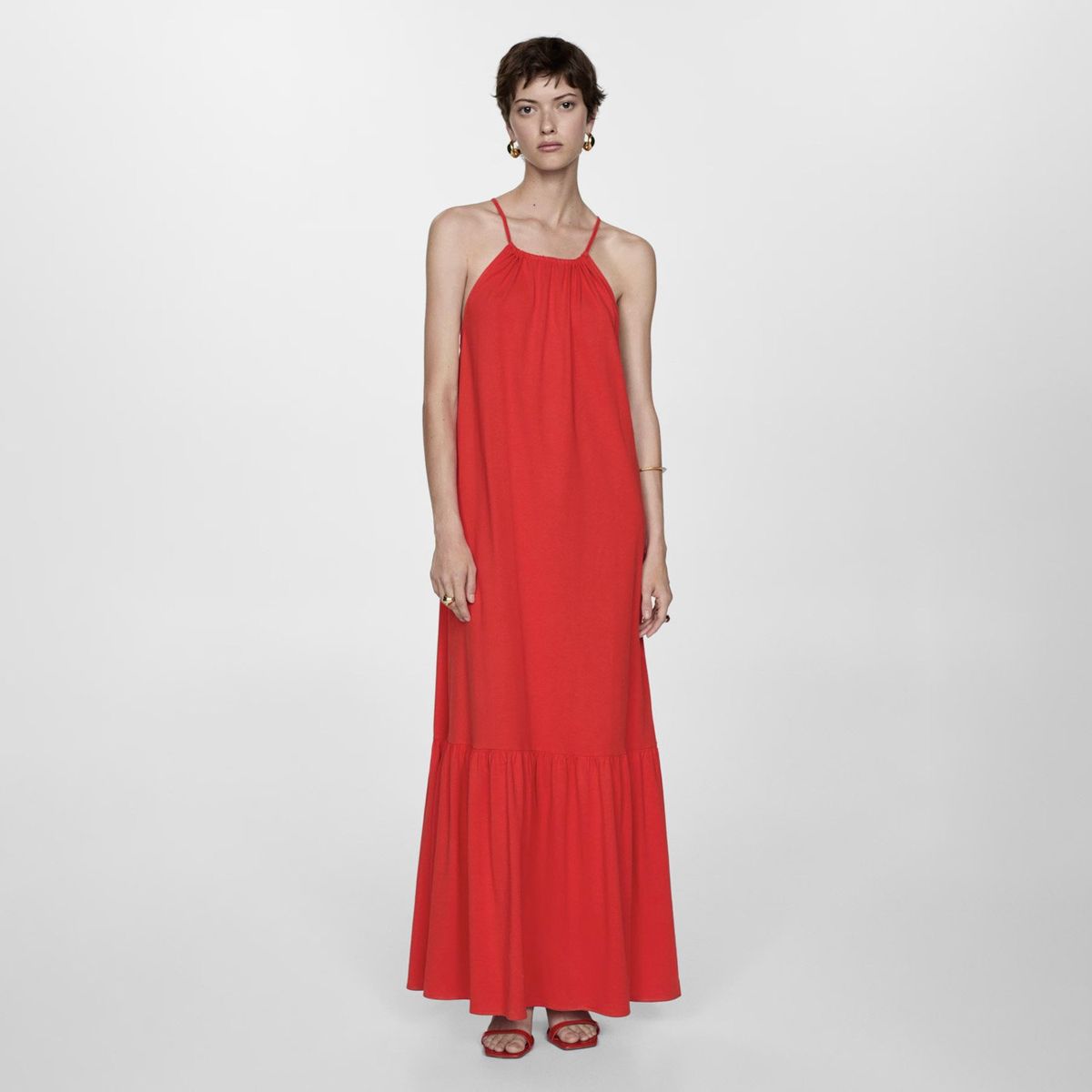 MANGO - Vestido Largo de Algodón Mujer Mango