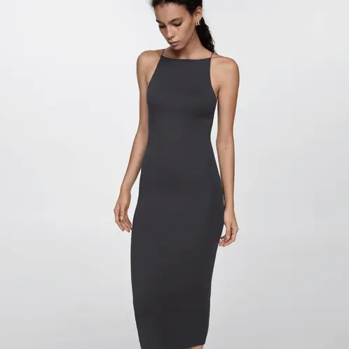 MANGO - Vestido Halter Entallado Mujer