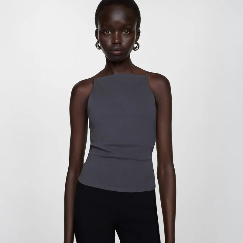 MANGO - Top Entallado Halter Mujer Mango