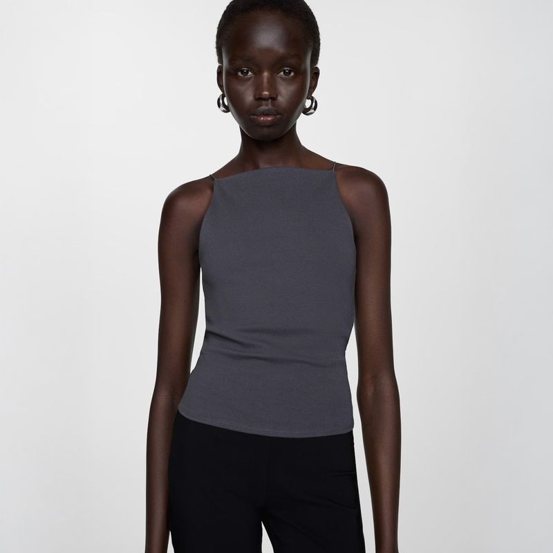 MANGO - Top Entallado Halter Mujer Mango