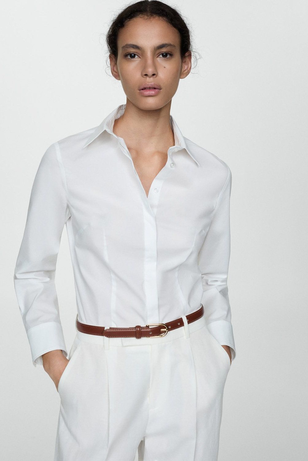 MANGO - Camisa Entallada Algodón Mujer Mango