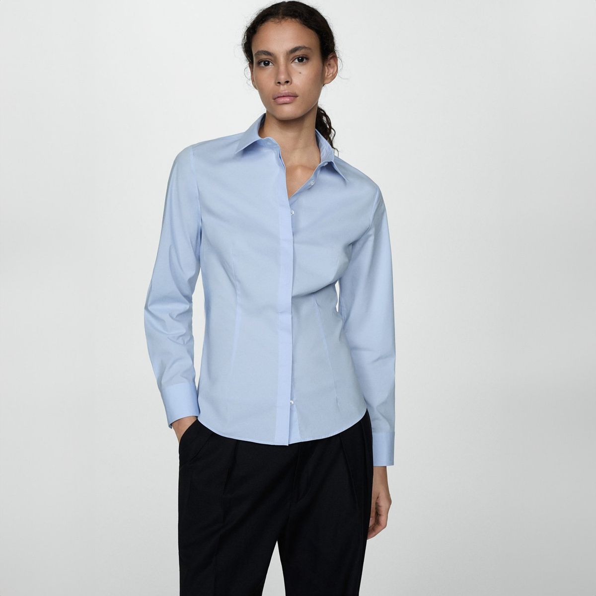MANGO - Camisa Entallada Algodón Mujer Mango
