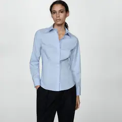 MANGO - Camisa Entallada Algodón Mujer