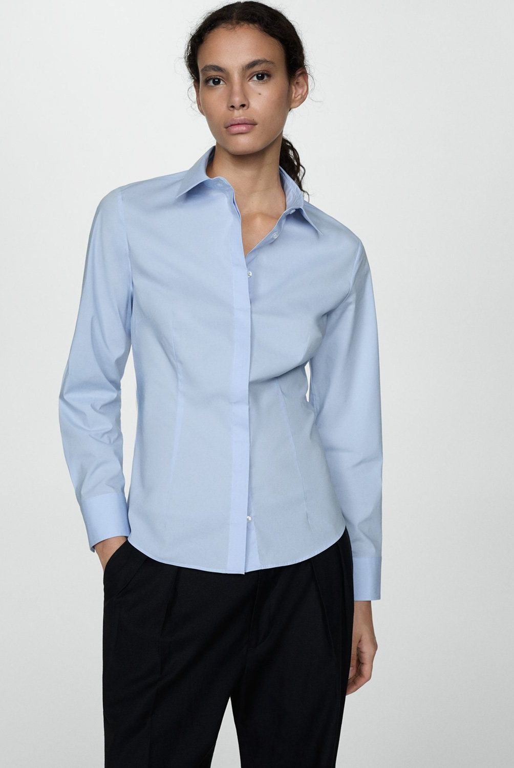 MANGO - Camisa Entallada Algodón Mujer Mango