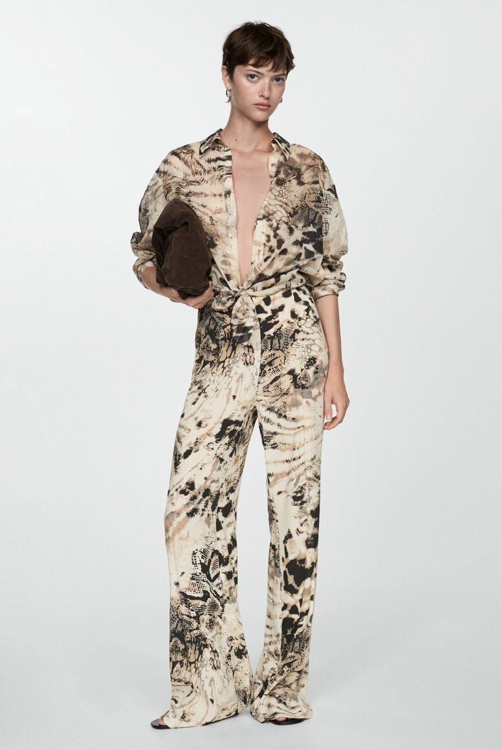 MANGO - Pantalón Fluido Animal Print Mujer Mango