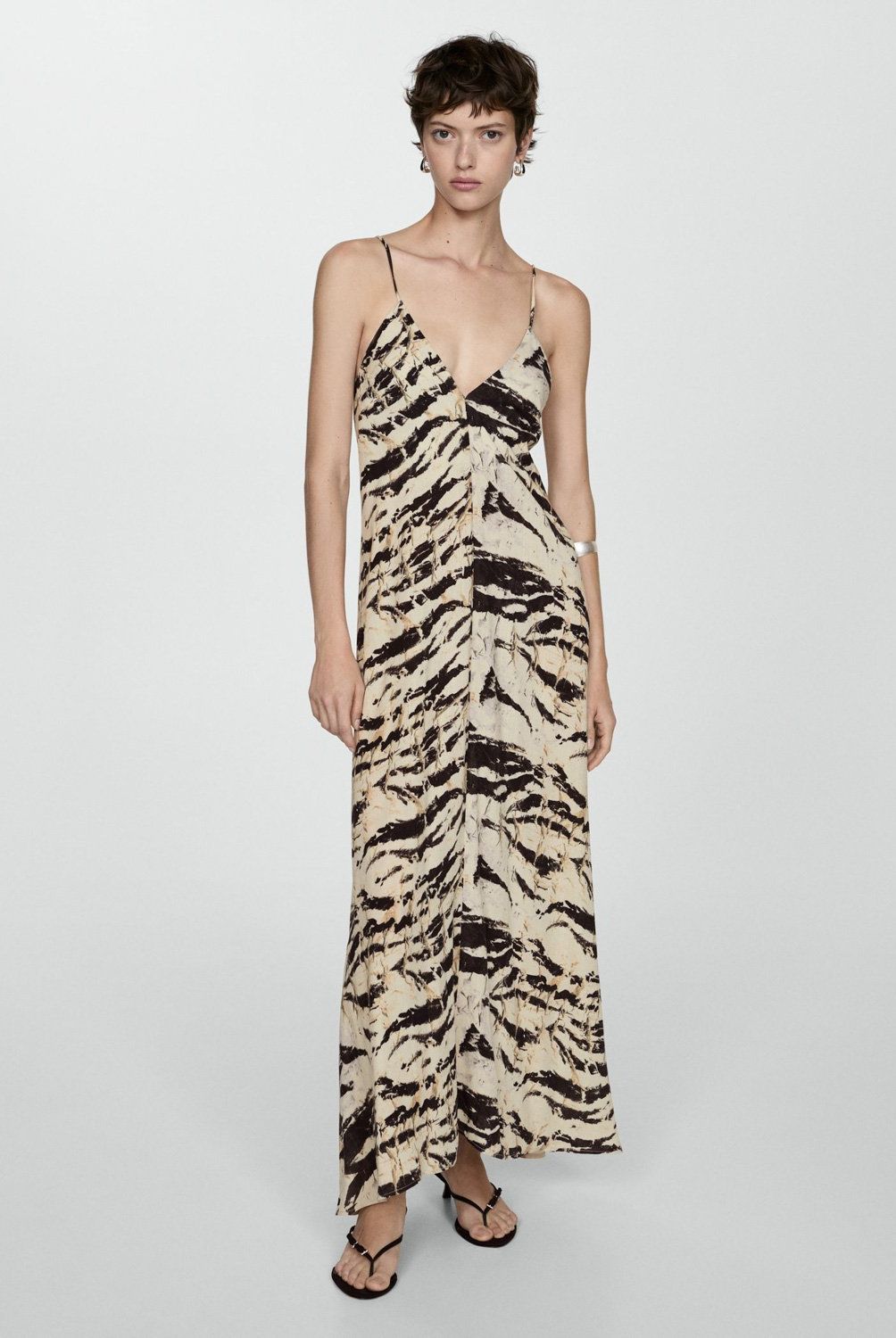 MANGO - Vestido Largo Animal Print Mujer Mango