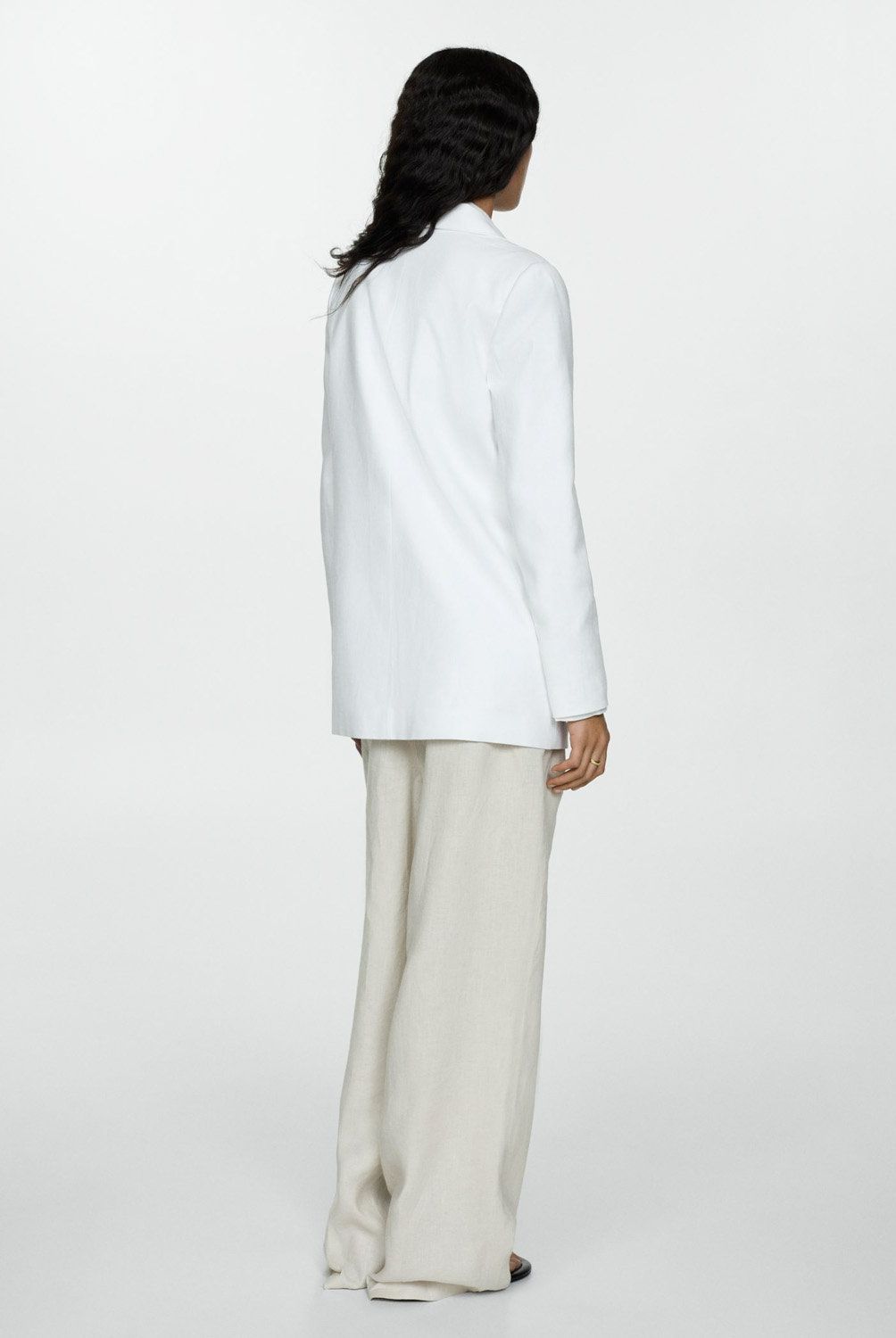 MANGO - Blazer Lino Recta Mujer Mango
