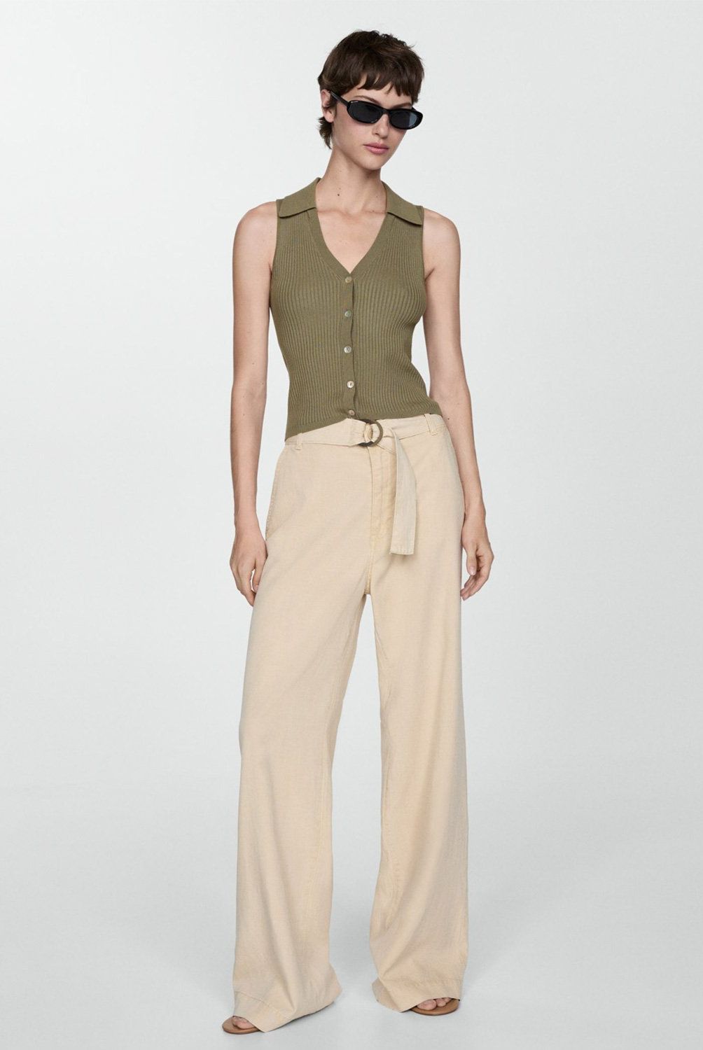 MANGO - Top Punto Botones Mujer Mango