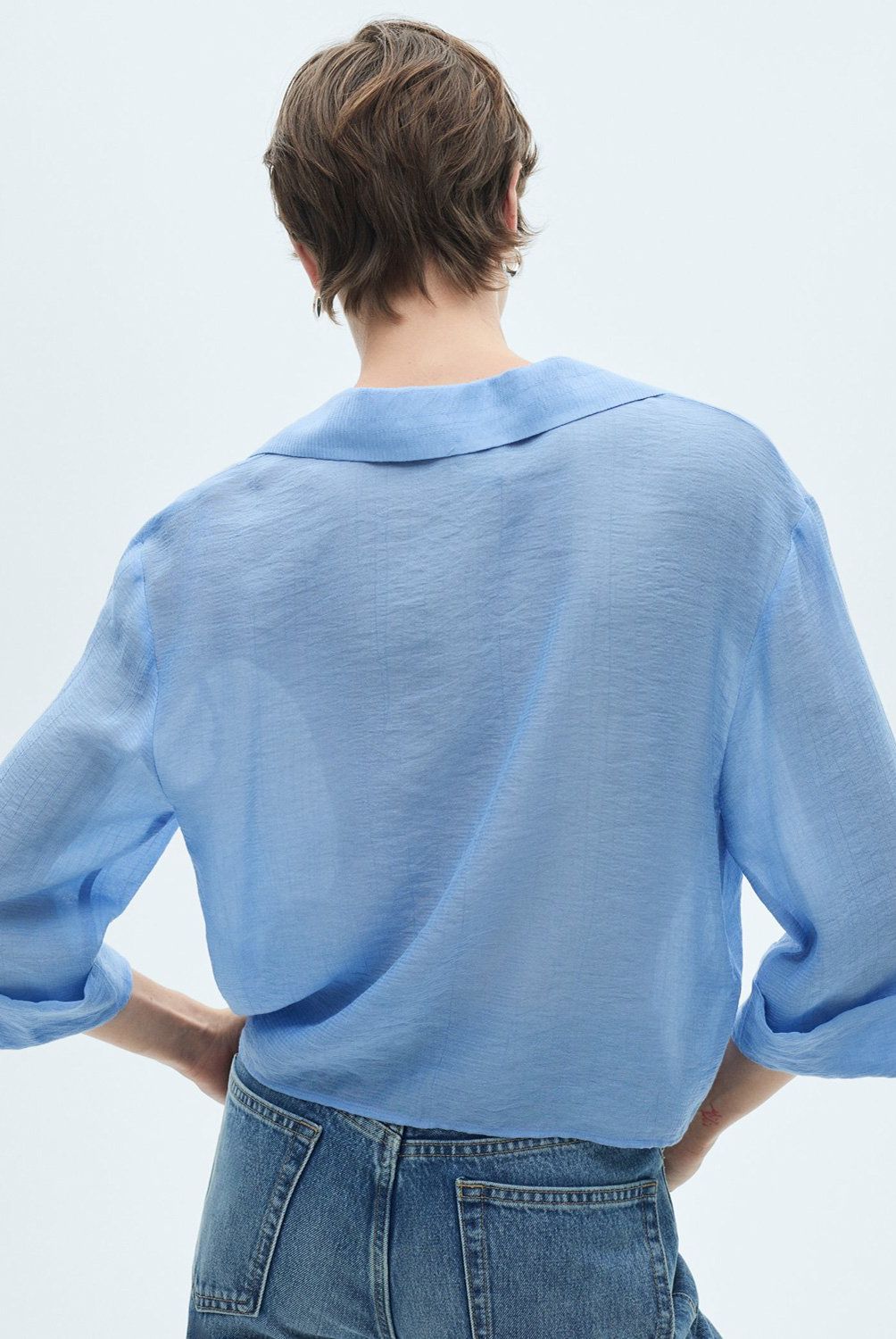 MANGO - Blusa Manga Acampanada Lazo Mujer Mango