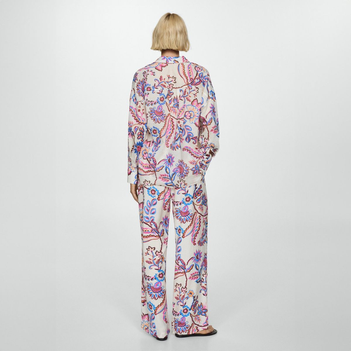 MANGO - Pantalón Recto Estampado Floral Mujer Mango