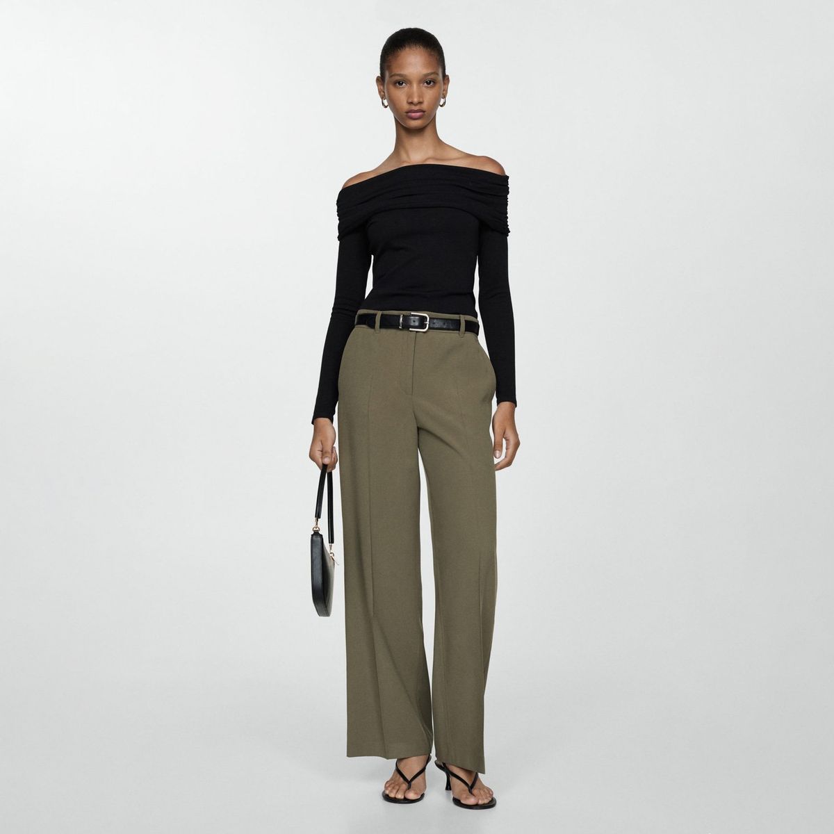 MANGO - Pantalón Pinzas Wideleg Mujer Mango