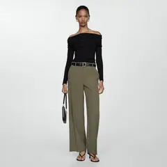 MANGO - Pantalón Pinzas Wideleg Mujer