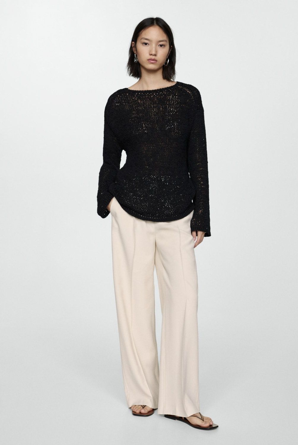 MANGO - Pantalón Pinzas Wideleg Mujer Mango